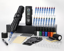 Wireless Tattoo Pen Kit Complete Tattoo Machine Gun Kit with Battery Ink Needles