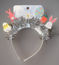 New Target Easter Headband Silver Tinsel Glitter Icons Bunny Chick Carrot