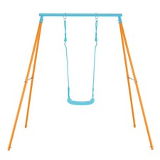 Toddler Swing Heavy Duty Metal Swing Set w/ A Frame Adjustable Ropes