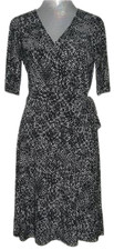 NWT Ralph Lauren SURPLICE Wrap Around JERSEY DRESS Women 10 Black White MSRP$139