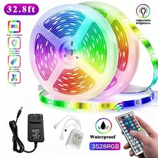 Usa Waterproof 32ft Led Strip Lights Remote Control Bedroom For Indoor Outdoor