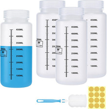 4 Pezzi 500Ml Flaconi a Collo Largo, Bottiglie Plastica Reagenti Chimici Da Labo