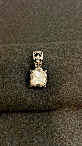 SILPADA  Sterling Silver Square CZ Fleur de Lis UPTOWN Pendant S0979 - Picture 7 of 7