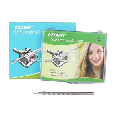 AZDENT Orthodontic Active Self-Ligating Brackets Braces Mini Roth.022 Hooks 345