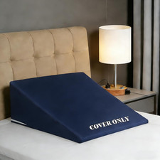 Navy Blue Satin Wedge Pillow Cover 25x25x8 Zipper Case Machine Washable