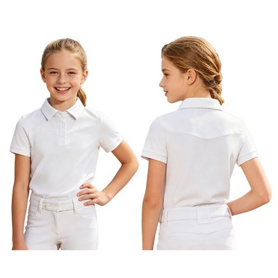 Girls Shirt Short Sleeve Top Sports Blouse Events Teamwear Contrast Color Show