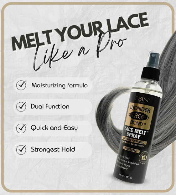 EBIN New York Wonder Lace Bond Lace Melt Spray 8oz - Supreme, Strong Hold
