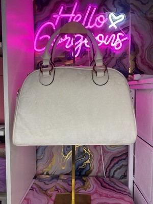 Juicy Couture Cream Velour Satchel Heart Crest Charm Y2K Handbag