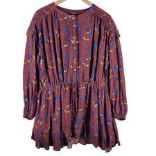 Free People Flower Fields Mini Dress Womens M Smocked Floral Boho Cottagecore