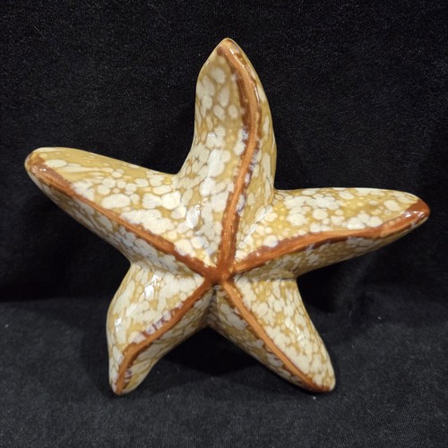 Ceramic Starfish Figurine Coastal Beach Decor 7” Natural Tones
