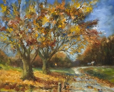 Original Gemälde einer Herbstszene 40x50 cm in Öl