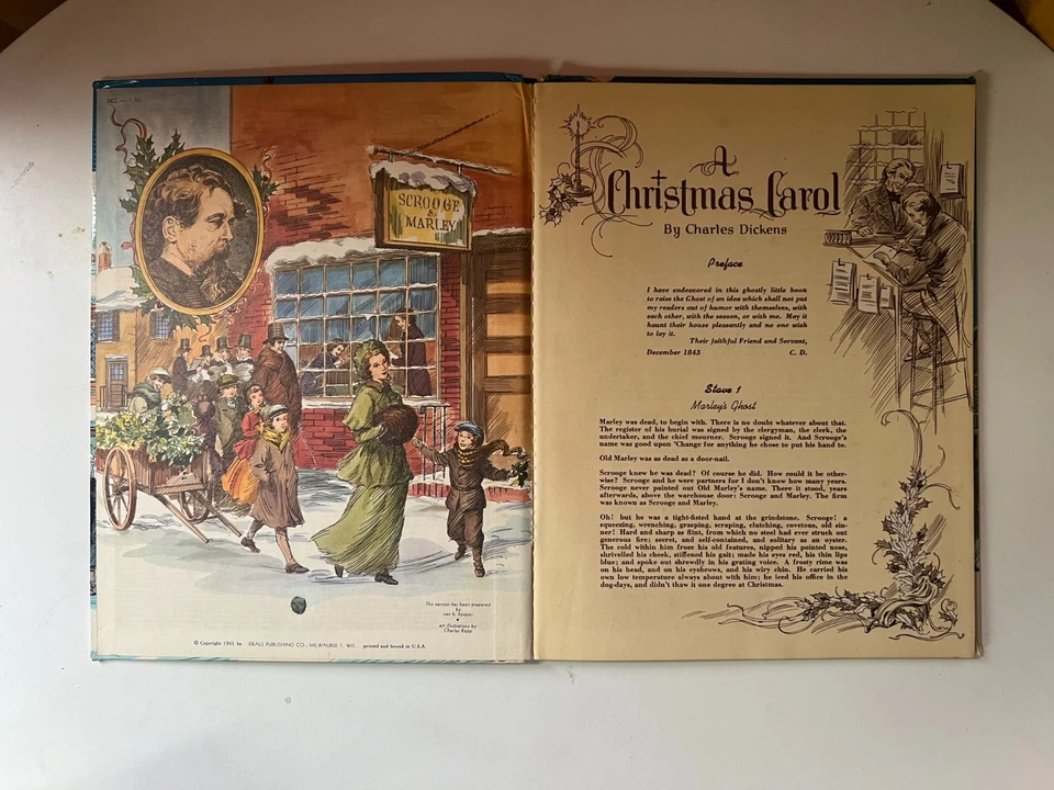 Vintage 1961 "Dickens' Christmas Carol" by Charles Dickens Hardcover Book - image 3 of 4