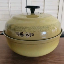 MIRRO Bun Warmer Aluminum  Vintage Harvest Yellow Vintage MCM Retro BoHo Kitchen