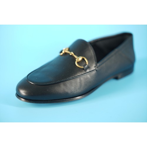 Gucci Jordaan Black Leather Horse Bit Loafers size 35 New $940 Slip On Women