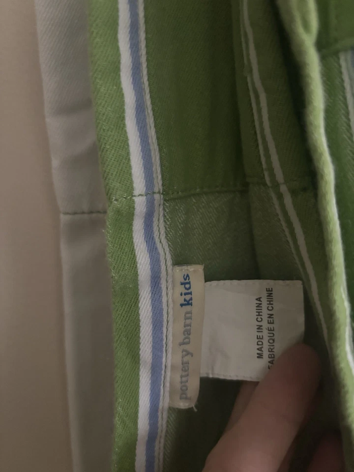 Тканевая занавеска для душа Pottery Barn Kids в синюю/зеленую/белую полоску - Изображение 4 из 4