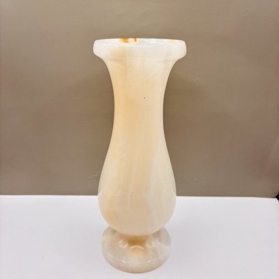 Vintage handgeschnitzte Onyx Stein Knospe Vase 20 cm - MCM Natur Alabaster Dekor