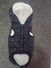 Black White Small Breed Dog Warm Winter Hooded Coat Jacket S Fleece  NWOT