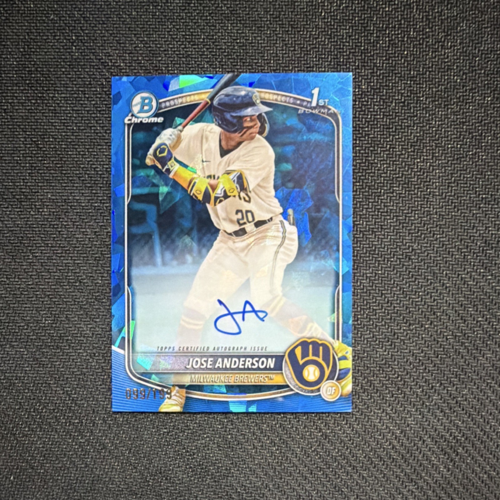 2025 Jose Anderson Bowman Chrome Sapphire Autograph Rookie /199 #CPSA-JA Brewers