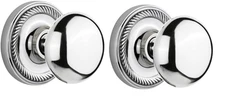Nostalgic Warehouse Rope Rosette with New York Knob Privacy 2.375" Bright Chrome