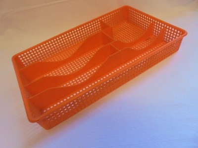 Vintage Retro Addis hell orange Kunststoff Tablett Besteck Teiler Organizer 70er (2)