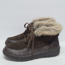 Minnetonka Tinley Chocolate Brown Suede Faux Fur Water Resistant Women's Boots 8