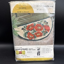 Vintage Aunt Lydias Punch Needle Rug Kit Popp...