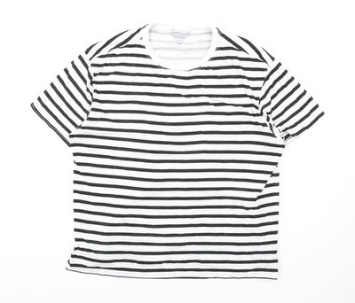 Another Influence Damen Basic T-Shirt weiß gestreift Baumwolle Größe M Rundhals