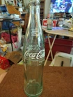 Vtg Coca-Cola Green Glass White Letters Soda Pop Bottle 16 Oz. DeRidder, LA :-)