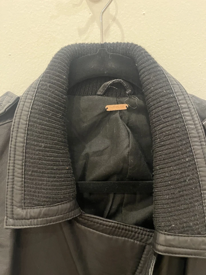 Free People We The Free Womens M Black Faux Leather Knit Moto Jacket Grunge - Image 3 of 4