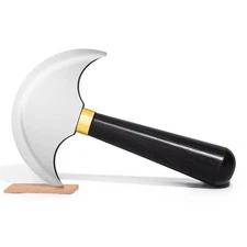 Leather Round Head Knife Ebony Handle Sharp Cutting Tool for Skiving Craft