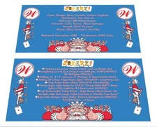 Williams Jokerz! Pinball Custom Apron Instruction Cards