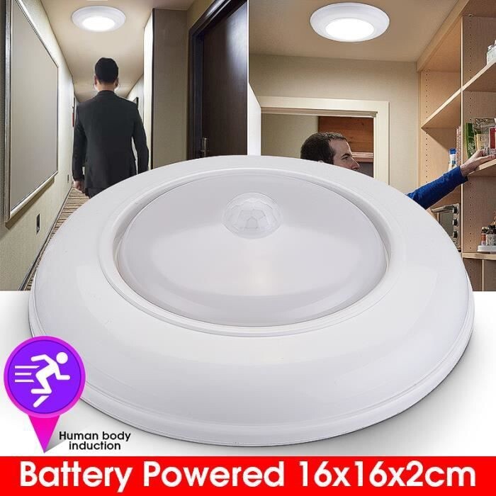 Plafonnier LED détecteur de mouvement sans fil pile spot plafond