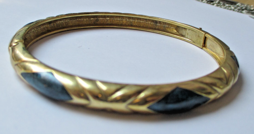 Bracelet Rigide En Argent Avec Nacre Abalone Vintage - Occasion, Référence 5649