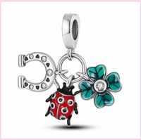 Charm AnhäNger FüR Armband MarienkäFer Kleeblatt Hufeisen Silber Geschenkidee