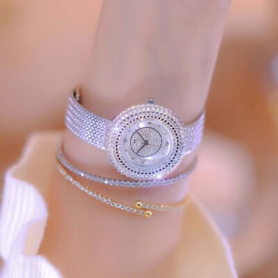 Full Diamond Luxury Women Watch Round Face Stylish Gold Women's Wrist Watch