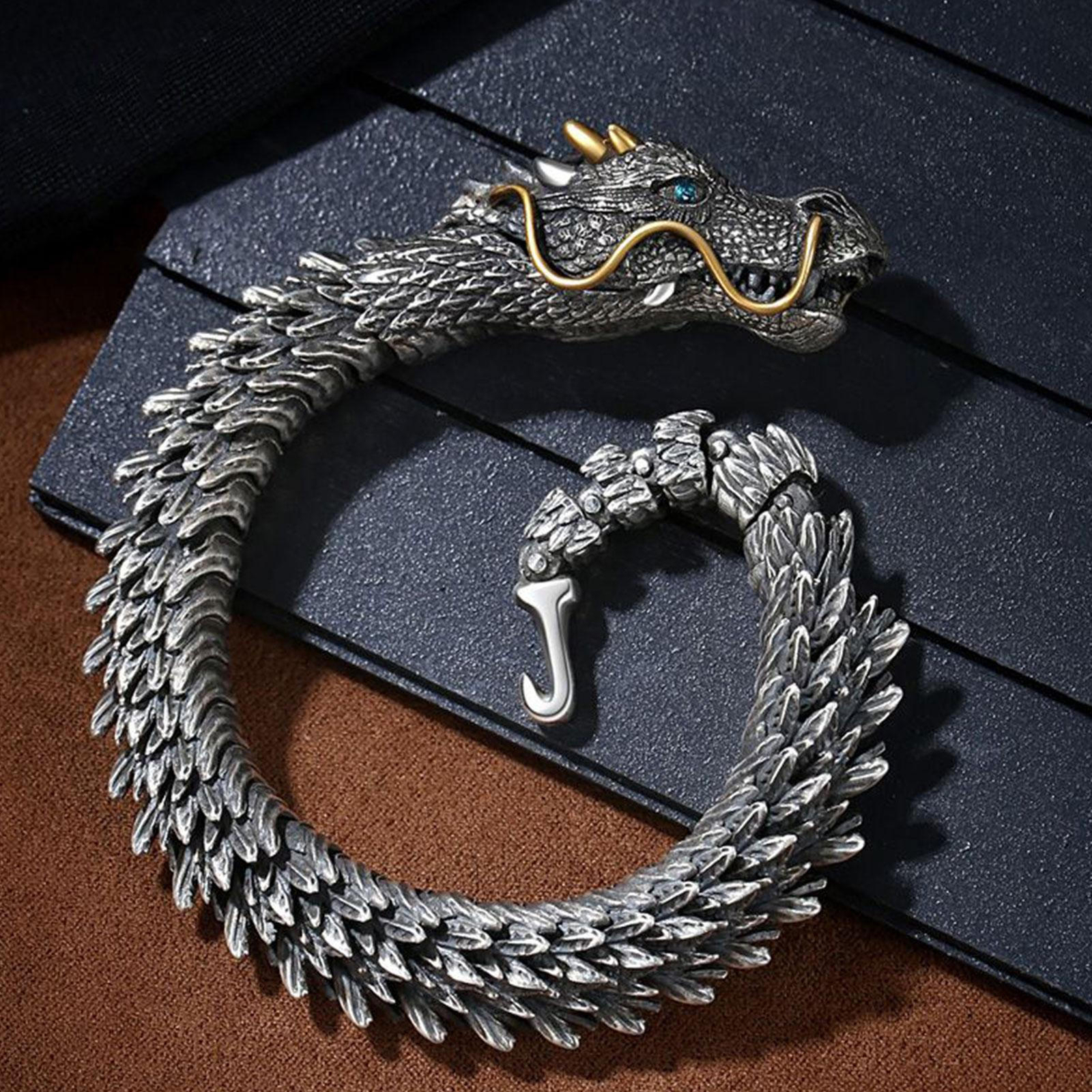 1x Metal Dragon Bracelet Pure Copper Vintage Wrist Accessories Jewelry For Men