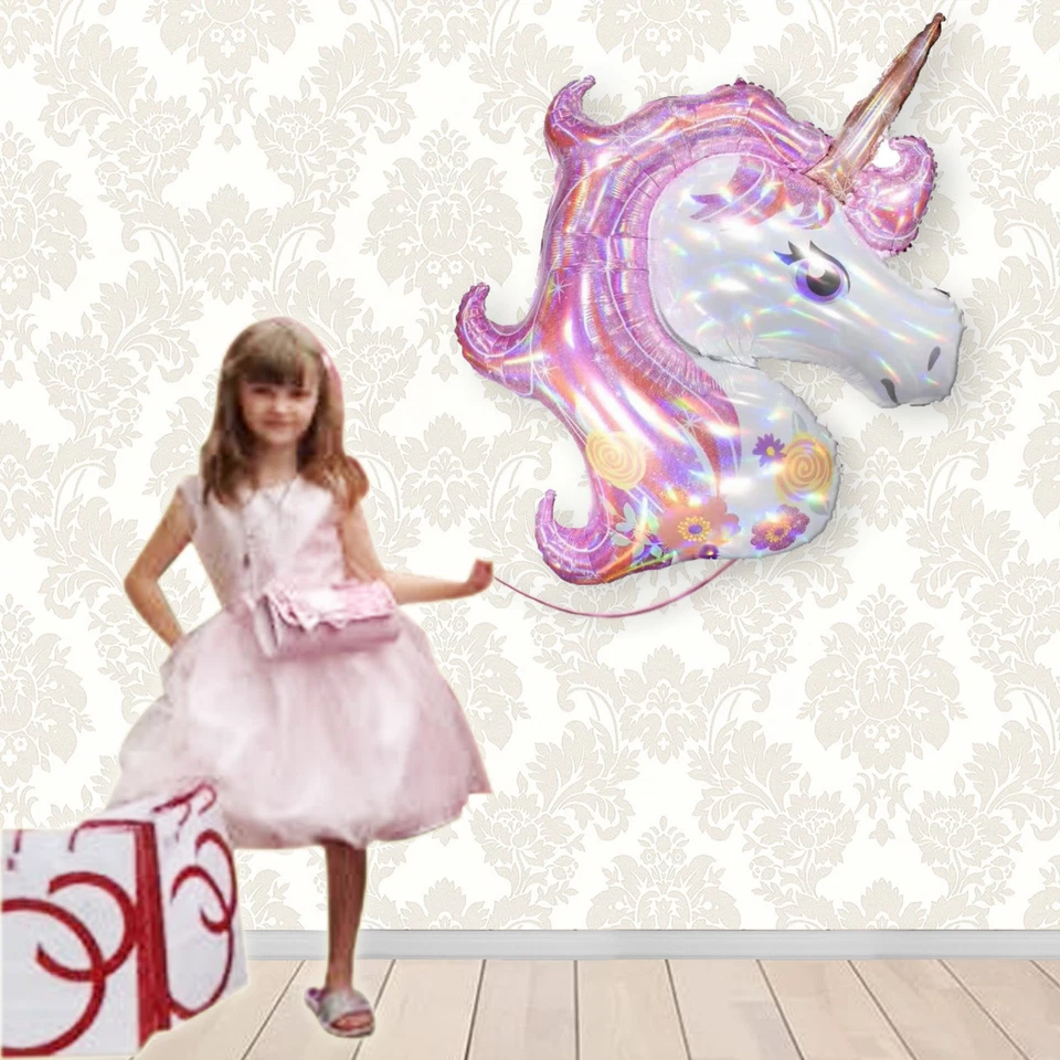 Juego de 118 piezas: ROSA PÚRPURA LÁSER CABEZA UNICORNIO GLOBO PERLA Arco Guirnalda Set, ARCO Iris Foto 3 de 4