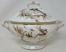 Antique Old Paris Porcelain Tureen - Pelican & Ducks George Dreyfus ?