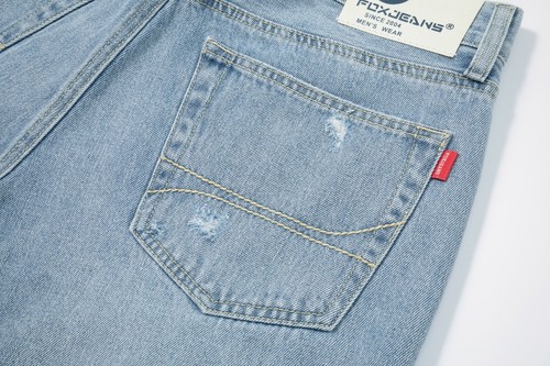 FOX JEANS Men's Darren Ripped Light Blue Denim Shorts SIZE 32-44 - Picture 9 of 12