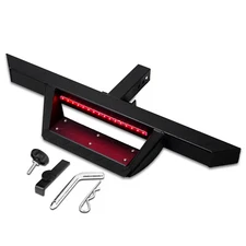 2'' Receiver Bumper Rear Guard Trailer Tow Hitch Step Bar W/ LED Brake Light