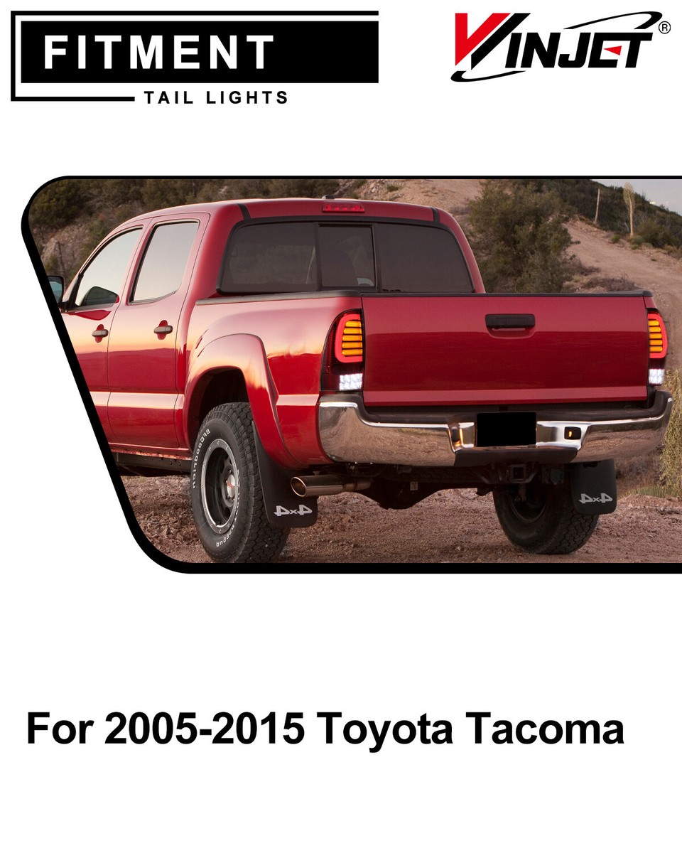 Pair LED Tail Lights For 2005-2015 Toyota Tacoma Chrome Signal
