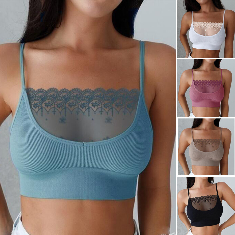 Top Corto De Encaje Para Mujer Camiseta Interior Corpiño Transpirable ”