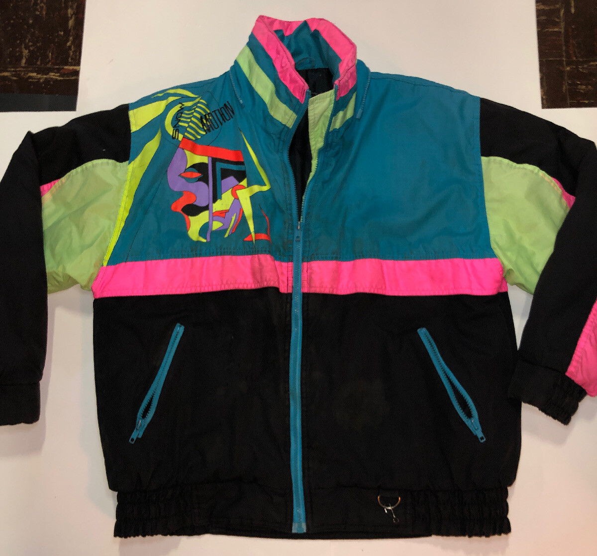 Vtg Synthwave Neon 1980s Jacket Ski-coat Womens Vintage 80's