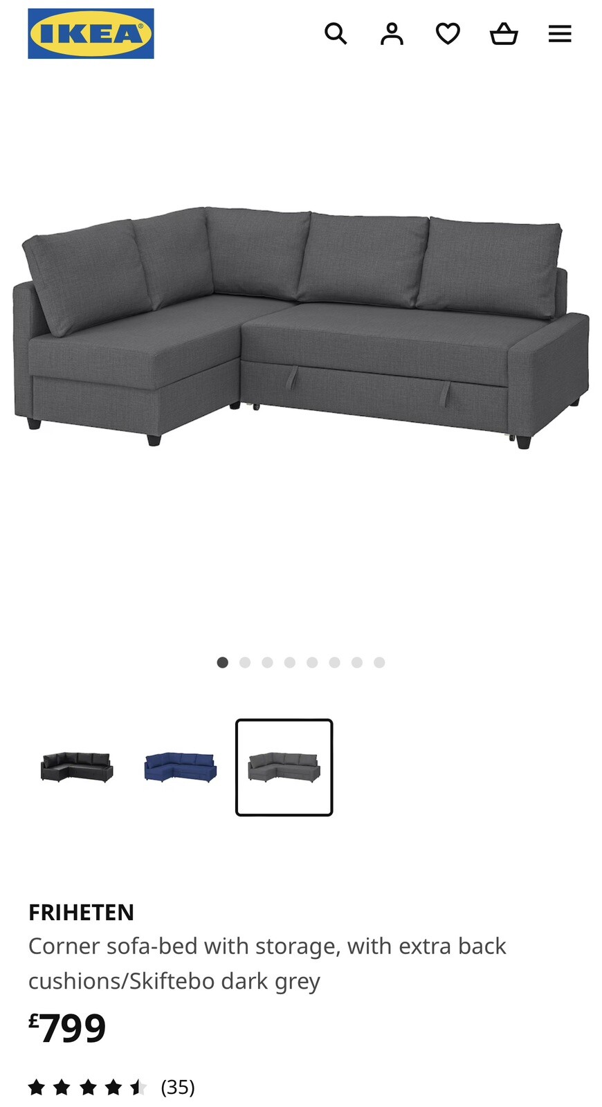 IKEA FRIHETEN Corner Sofa Bed eBay