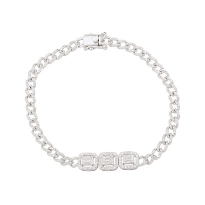 Spectrum 1.81 Ct Lab Grown CVD Diamant Cuban Link Armband 10k Weißgold