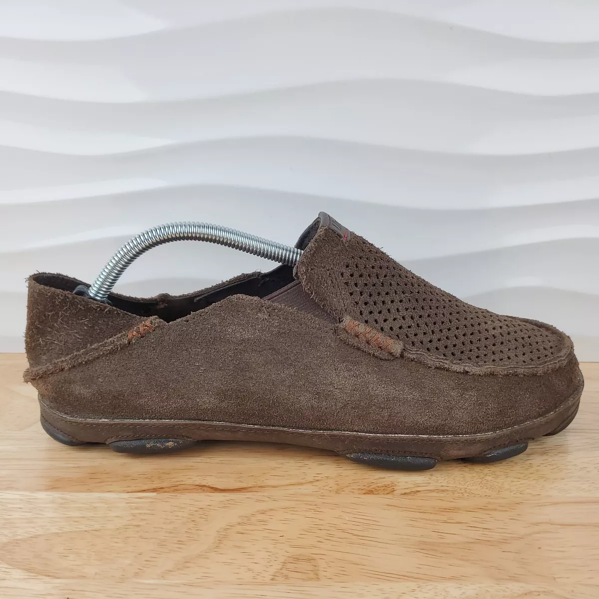 OluKai Moloa Kohana Brown Suede Flip Down Slip On Loafers Shoes