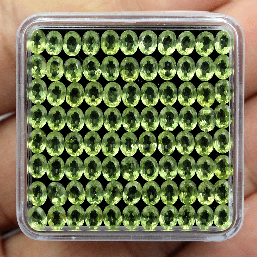 VVS 20 Stück Natürlich Peridot 6mmx4mm Oval Facettiert Schliff Kalibriert Lose - Bild 4 von 4