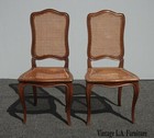 Pair of Vintage French Country Brown Cane Side Chairs