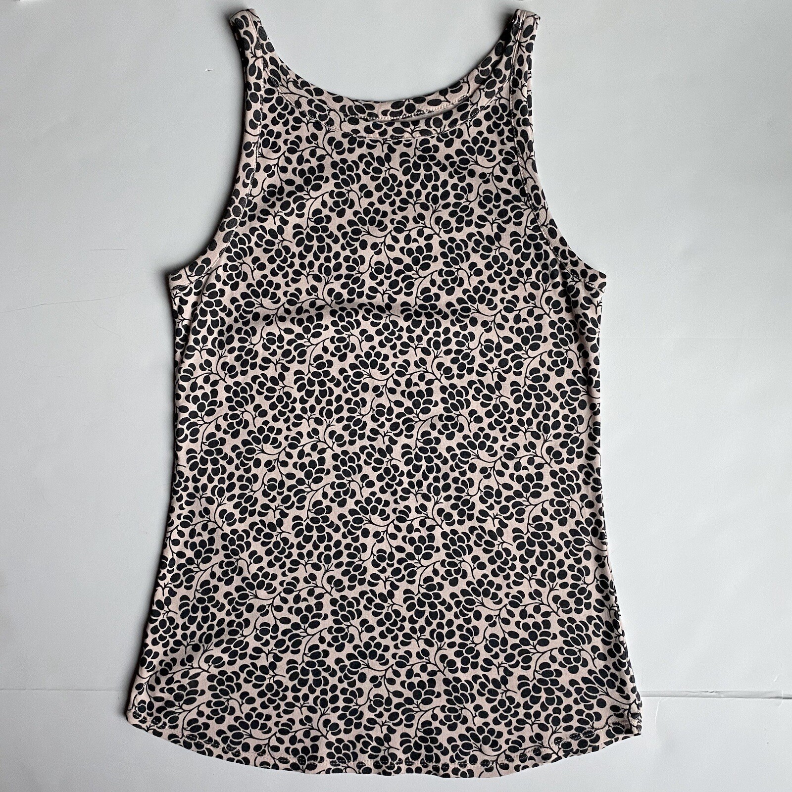 Tank Top size large pink black floral Women’s Blouse Shirt Loft EUC soft cotton-image