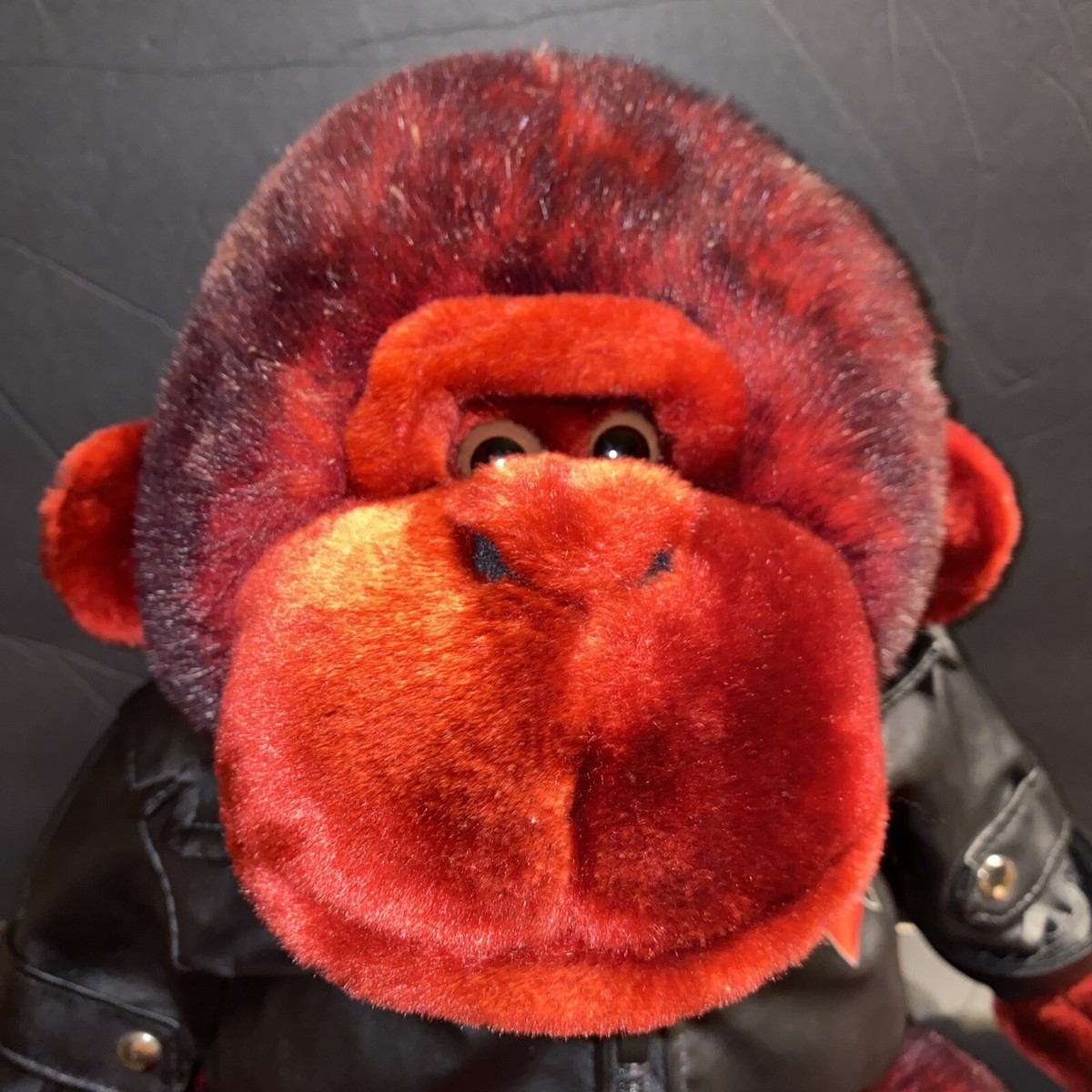 DanDee Gorilla Plush Faux Black Leather Jacket Love Heart Red